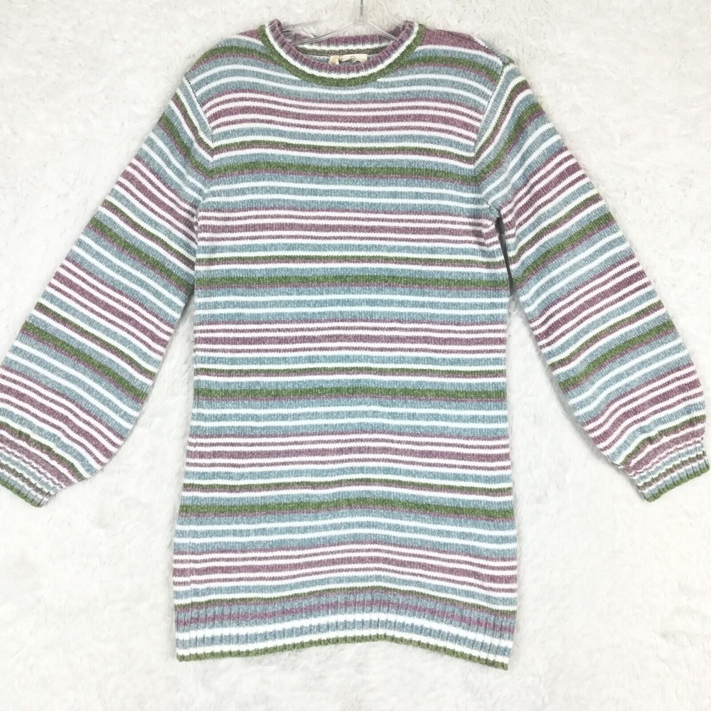 Jessica Simpson Girls Dress Sweater Blue Purple Stripe Knit Baggy Cozy‎ 8 New